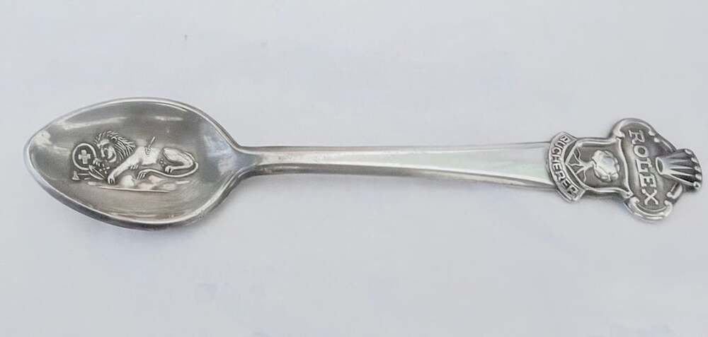 Rolex Bucherer of Switzerland Souvenir Spoon 4.25" Lion Silver Plated